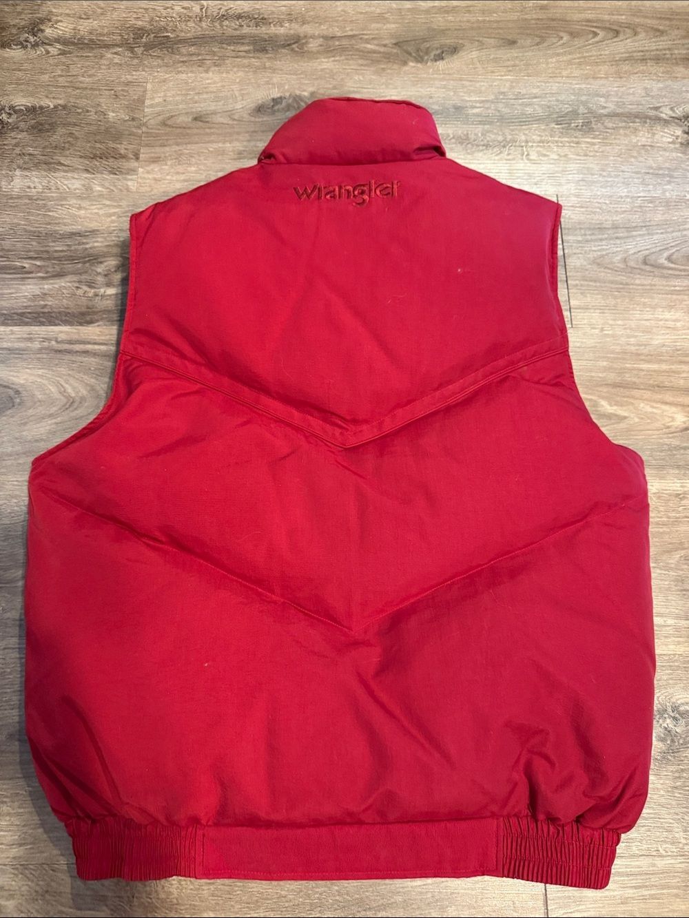 Wrangler Outerwear Men's Puffer‎ Vest Red Flannel Down Cowboy Full Zip Size L - Picture 6 of 7